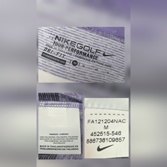 NWOT Nike Dri-Fit Men's Tour Performance Golf Polo Shirt Purple Striped Medium - Picture 11 of 12